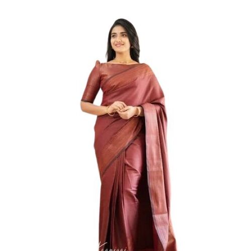 Dark Maroon Silk Saree