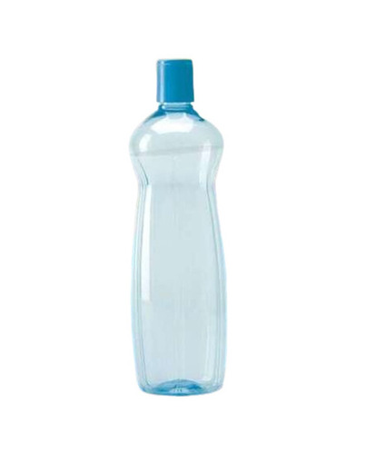 Water Bottle - Plastic, 1 Liter, Blue | Lightweight, Reusable, Leak & Water Resistant, Narrow Flip Top, Screw Cap, Solid Plain Surface