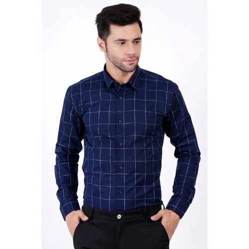 Mens Check Shirts - Cotton Full Sleeves Regular Fit Blue Color | Breathable Quick Dry Anti Wrinkle Superior Resistance to Shrink and Tear