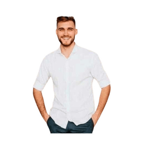 Men's Plain Cotton Shirt - Regular Fit, Classic Collar, Full Sleeves, Ivory White | Anti-Wrinkle, Breathable, Quick Dry, Machine Washable