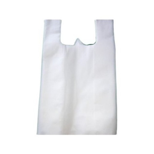 Plastic Grocery Bag - White Standard Size | Lightweight Foldable Eco-Friendly Disposable Non-Zipper Moisture & Water Resistant W Cut Handle