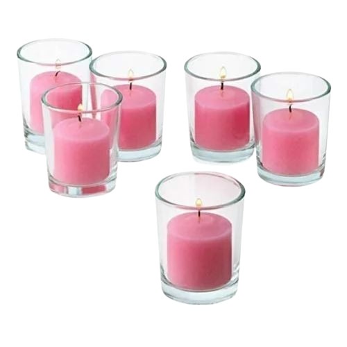 Scented Votive Candle - Beeswax Material, Custom Size, Pink Color - Flowery Fragrance, Round Shape, Color Changing Feature, 10 Minutes Burning Time, Cotton Wick