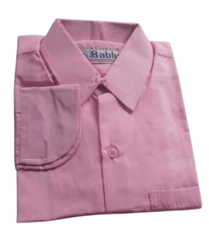 Plain School Shirts - 100% Cotton, Customized Sizes, Pink Color | Light Weight, Breathable, Washable, Long Sleeve, Unisex