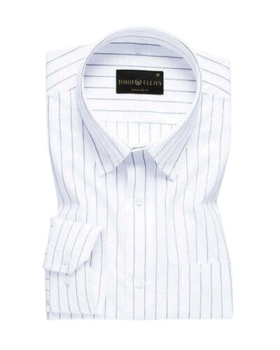 Men's Cotton Shirt - Customized Size, Ivory White | Anti-Wrinkle, Breathable, Light Weight, Washable, Full Sleeves, Classic Collar, Printed Design
