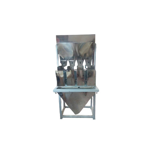 Semi Automatic Four Head Filling Machine - Mild Steel, 0-500 Pouch Per Hour, >1000 Grams Capacity, Silver | High Efficiency, High Performance, Lower Energy Consumption, Simple Control