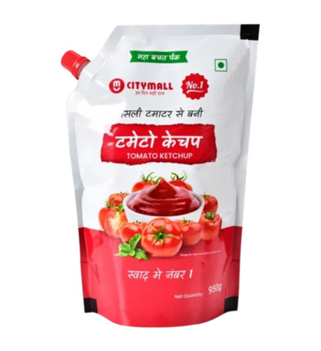 Tomato Ketchup Packaging Pouch - PET (Polyester), 950 ml Capacity | Matte Finish, Printed Pouch Design