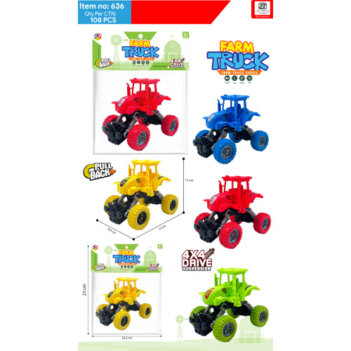 Friction-Powered Off-Road Farm Truck - Durable PVC, Multicolor Design | No Batteries Required, Ideal for Kids Aged 3+, Encourages Outdoor Play
