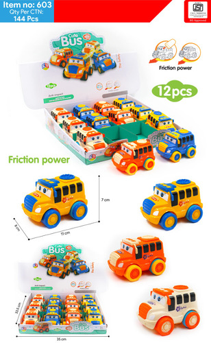 12 Pcs Friction Power Cute Bus