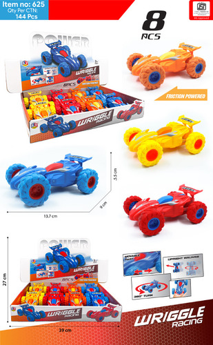 8 Pcs Friction Power Wriggle Racing Car