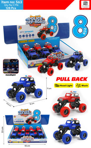 8 Pcs Pull Back Off Road Police Car With Light & Music