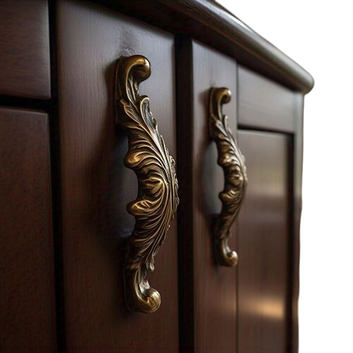 Cabinet Handle - Brass Material Standard Size Golden Color | Leafy Design Polished Finish Durable Quality