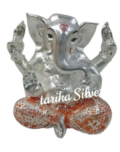 Silver Ganesh Statue - Material: Metal