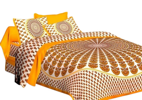 Bed Cover - 100% Cotton, King Size, Orange Color | Lightweight, Breathable, Patchwork Design, Includes Pillowcase