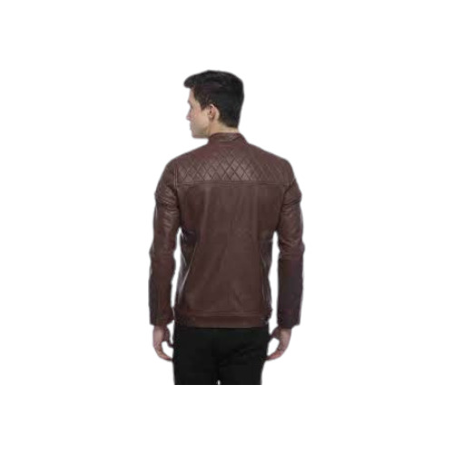 Brown Leather Jackets - Pattern: Plain