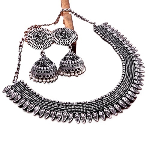 Party Wear German Silver Necklace
