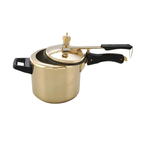 Brass Pressure Cooker - 5 Liter, Polished Finish | Durable, Plastic Handle, Fine Finished