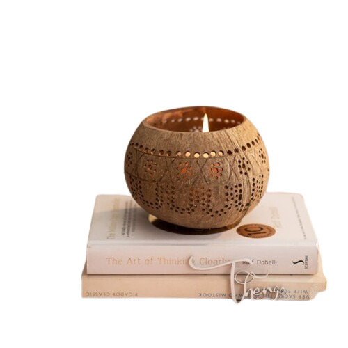 Coconut Shell Candle Holder - Features: Light Weight