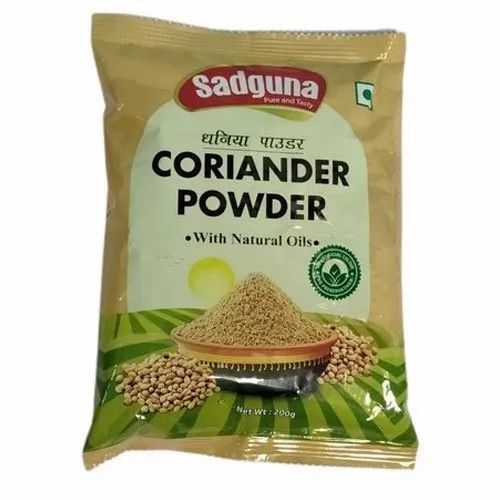 Coriander Powder Packaging Pouch - Plastic Material, Multi Color Design | Printed Pattern for Enhanced Product Visibility