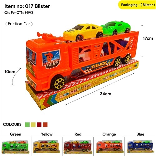 Trailer Car Truck - 4 Pc Car & 1 Trailer - Available In 5 Colors