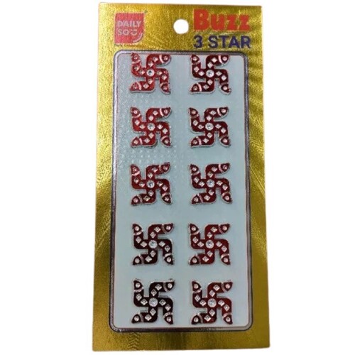 Pvc Swastik Stickers - Color: Red