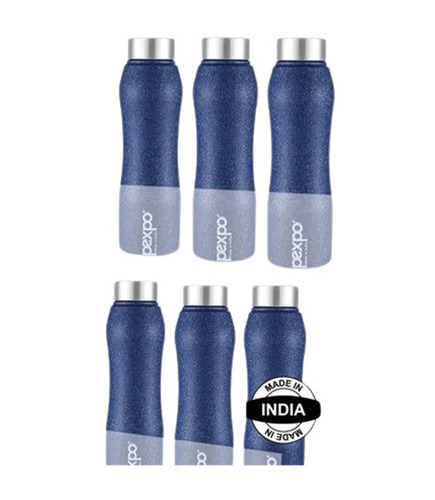 Drinking Water Bottle - Metal Material, 1 Liter, Blue & Black Color | Eco-Friendly, Lightweight, Reusable, Washable, Narrow Flip Top Lid