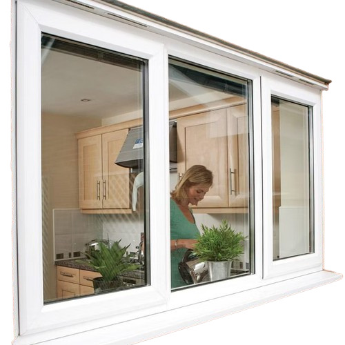 Toughened Glass Sliding Window - 5 mm Thickness, Light Oak Frame Color | Ideal for Home and Office Use, Custom Size Options Available