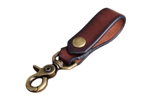Leather Key Chain - Leather, Plain, Dark Brown | Fancy Appearance, Easy to Clean, Time Committed Delivery, Quality Tested