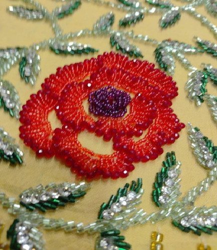 3D Flowers Hand Embroidered Work - Color: Multicolor