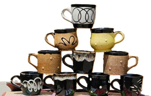 Bone China Cup - Ceramic, Round, Brown Color, Printed Pattern | Modern Design, Suitable for Hotel, Restaurant, Home Use