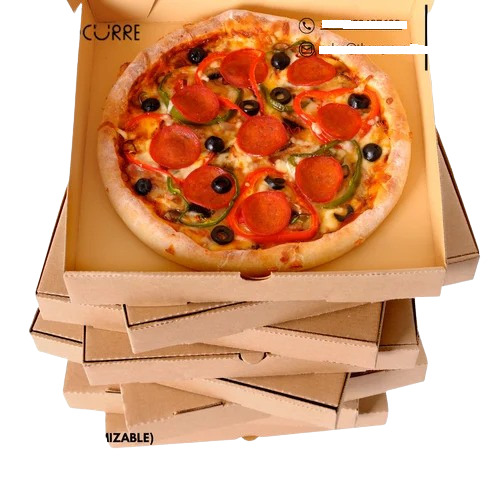 Corrugated Printed Pizza Box - E Flute Art Paper, Square Shape, Creased Surface Finish | Eco Friendly, Customized Color, All Kinds of Printing