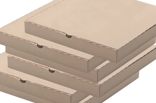 Pizza Packaging Box - Paper Material, Square Shape, Brown Color | Glossy Lamination Finish, Designed for Food Use and All Sizes