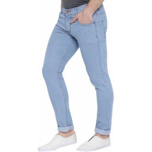 Mens Jeans - Denim, Regular Fit, Blue | Anti-Wrinkle, Breathable, Quick Dry, Machine Washable, Button & Zipper Fly, Plain Pattern