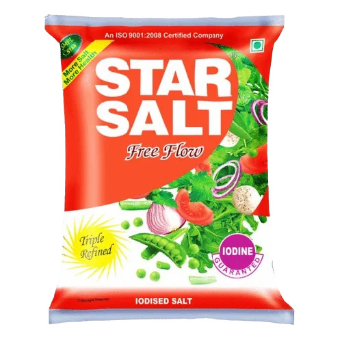 Salt Packaging Pouch - PET Pillow Pouch 8x12 Inches , Multi Color Printed with Glossy Finish, Double Layer Lamination, Heat Sealed Closure