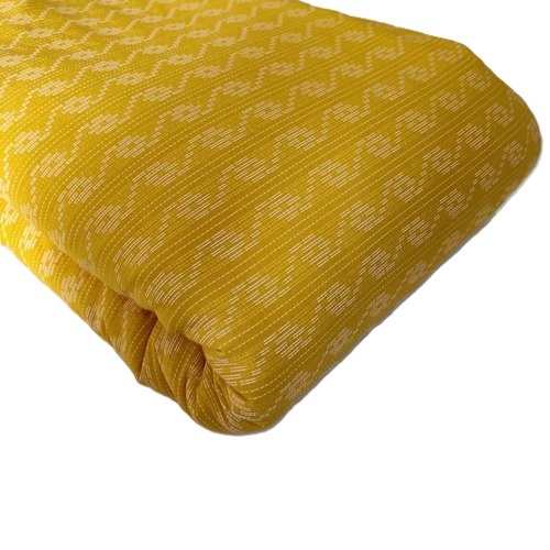 Cotton Kantha Fabric - 44 Inches Wide, Yellow Block Printed | 100% Cotton, Shrink-Resistant, Jacquard Style, Suitable for All Seasons
