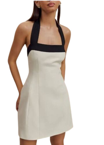Mini Dresses - Cotton, Customized Size, White and Black Color | Light Weight, Breathable, Sleeveless Design for Modern Women
