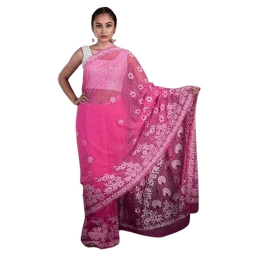 Chikan Sarees - Color: Pink