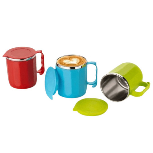 Coffee Mugs - Plastic & Steel, 100-250 ml | Superior Quality, Various Colors, Round Shape, Washable, Reusable