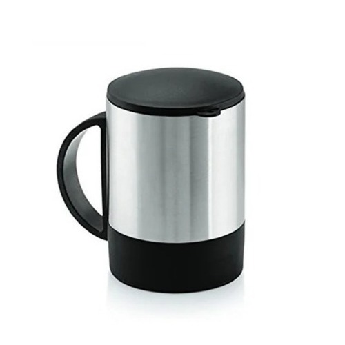Stainless Steel Coffee Mug - 180 ml Capacity, Silver & Black Color | Washable, Leak & Crack Resistant, Easy to Clean, Lightweight Design