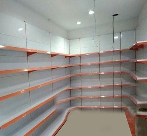 Stainless Steel Free Standing Supermarket Rack - 6 Shelves, 7 Feet Height , Polished White Finish