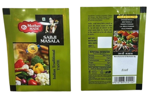Sabji Masala Packaging Pouch - PET (Polyester) Flat Pouch Multi-Color Printed Design for Durable Food Preservation