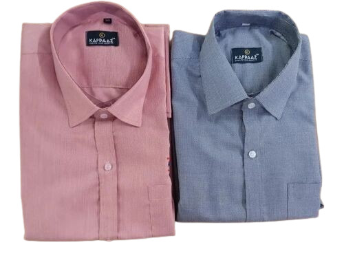 Boys Shirt - Cotton, Customized Size, Light Pink & Grey, Full Sleeves, Classic Collar | Lightweight, Breathable, Washable Design