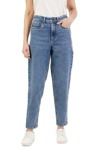 Ladies Plain Jeans - Denim, Standard Length, Classic Style, Any Occasion | Breathable, Washable, Button Closure, Machine Wash Care