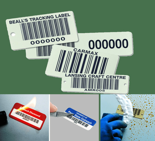 Metal Barcode Label Tag - Anodized Aluminum, Various Sizes, White | Durable, Scratch Resistant, UV Resistant, Moisture Proof, High Bond Adhesive