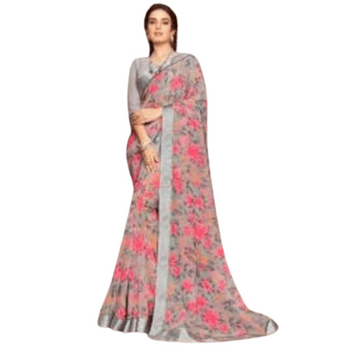 Printed Georgette Sarees - 5.50 Meter Length, Multicolor, Breathable & Lightweight | Skin-Friendly, Quick Dry, Ideal for Party Wear