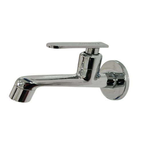 Water Tap - Modern Brass Design, Round Shape, Chrome Finish, Stainless Steel Material, Customizable Size, Glossy Black PVC Handle