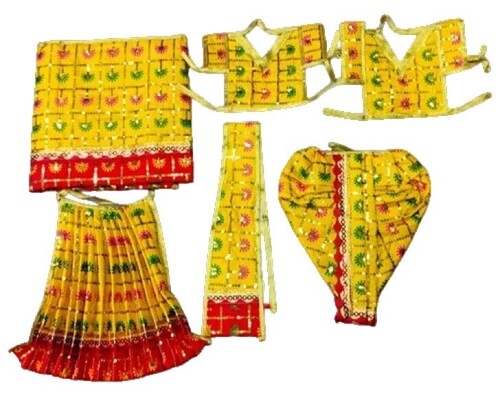 Mirror Work Radha Krishna Dresses - Color: Yellow