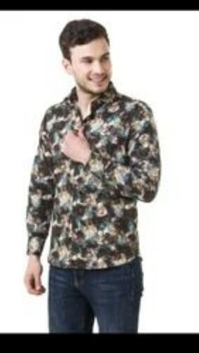 Cotton Flower Printed Shirt - Collar Style: Spread