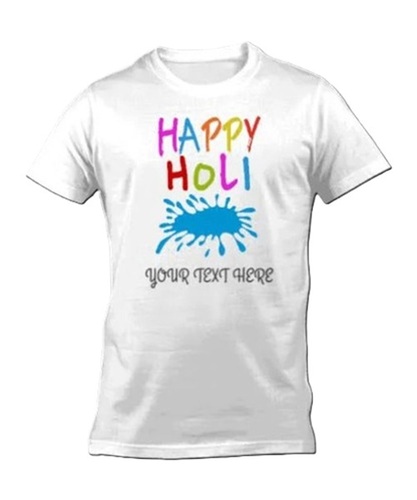 Holi T.Shirts - Polyester Fabric, Regular Fit for Males , O-Neck Collar and Short Sleeves with Printed Pattern