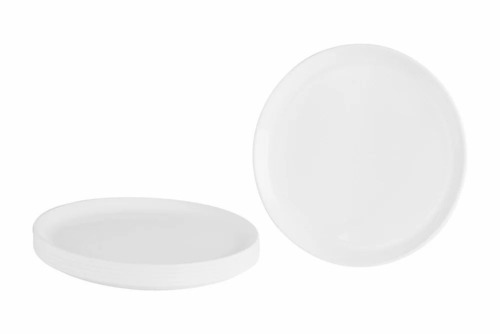 White Plastic Plates - 12 Inch Round, Glossy Finish, Leak Resistant, Lightweight, Reusable, Easy to Clean, Ideal for Serving Food