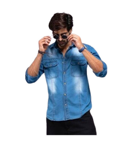 Denim Shirts - Denim Material Available Sizes: S-XXL Color: Blue | Features: Classic O-Neck Collar Breathable Quick Dry Full Long Sleeves Anti-Wrinkle Machine Washable
